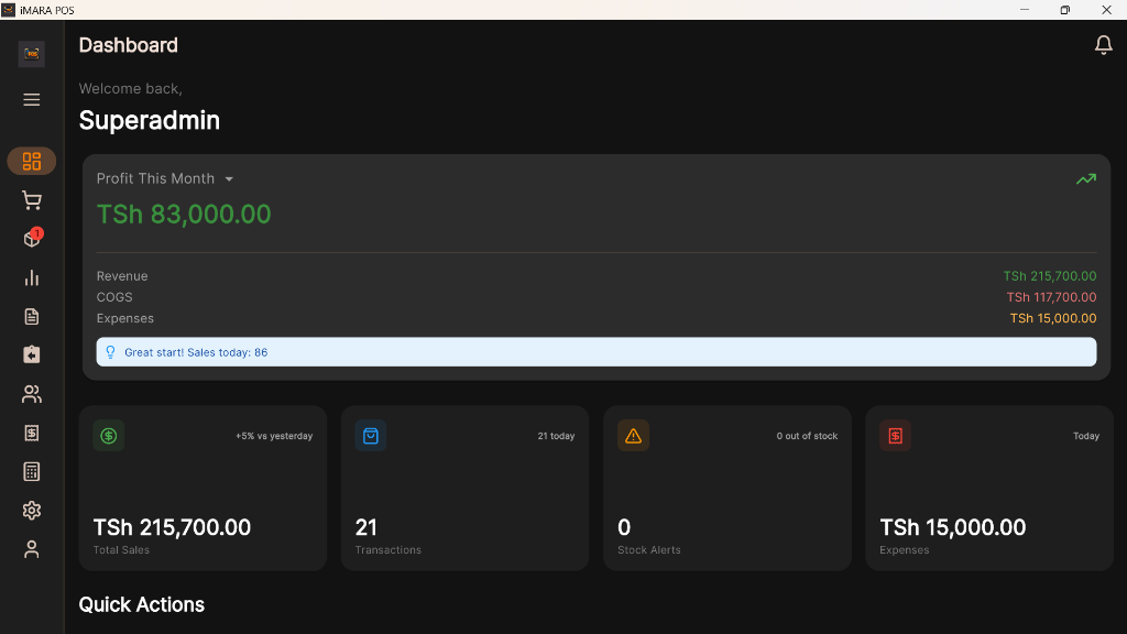iMARA POS Dashboard UI